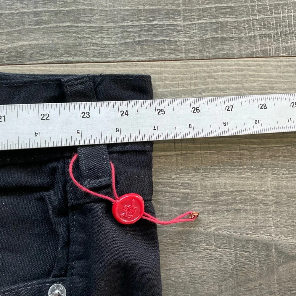 44x28 True Religion Straight w/ Flap Jeans Men’s All Black Distressed